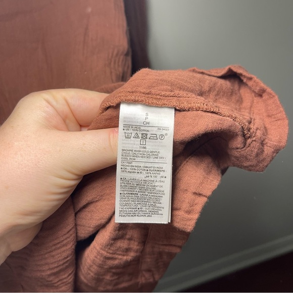 Old Navy Women’s Brown Long Sleeve Gauze Tunic Mini Dress Size S 100% Cotton - Picture 9 of 12